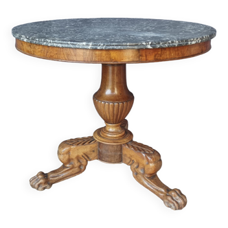 Walnut tripod pedestal table