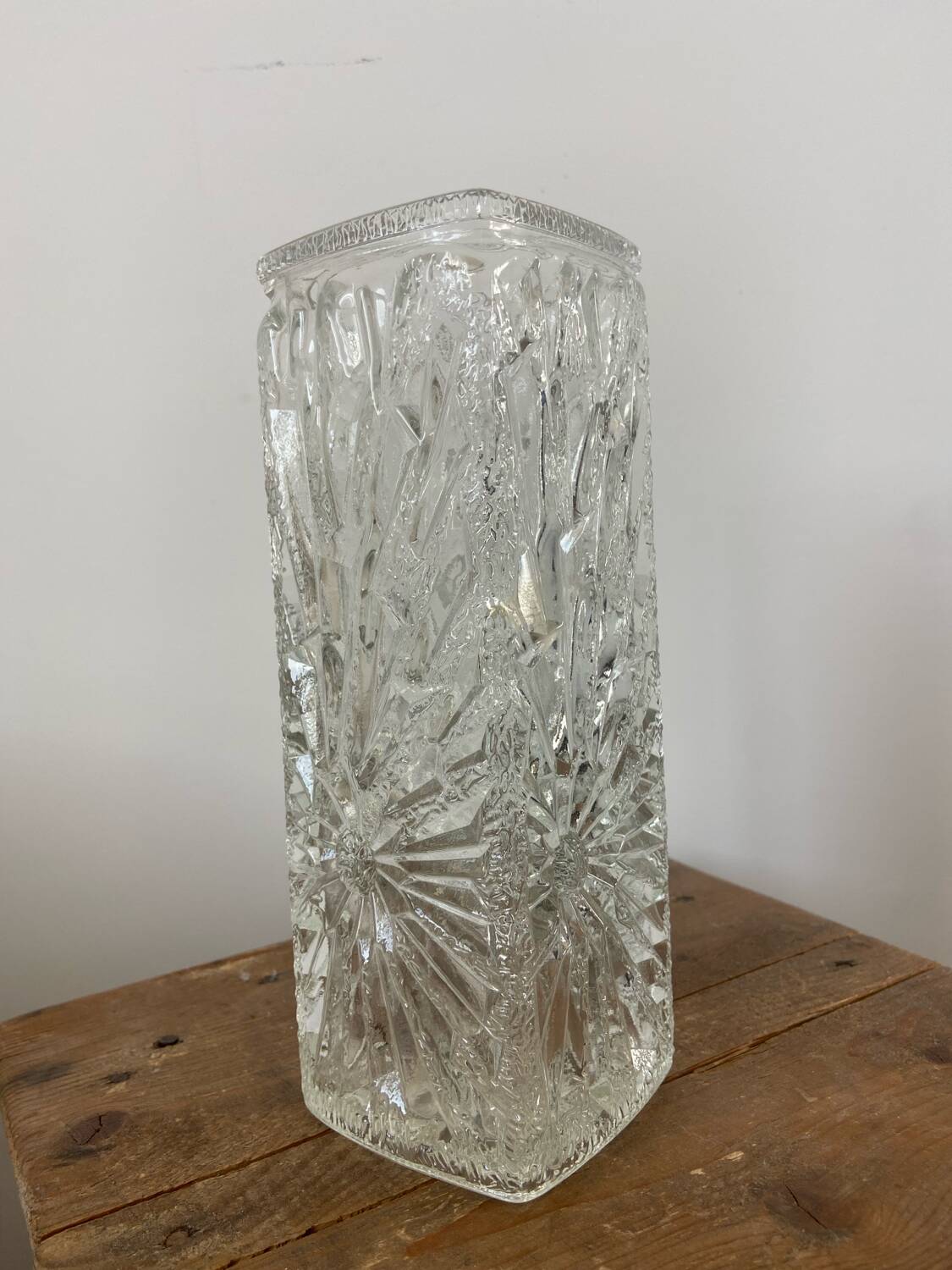 Vintage rectangular glass vase