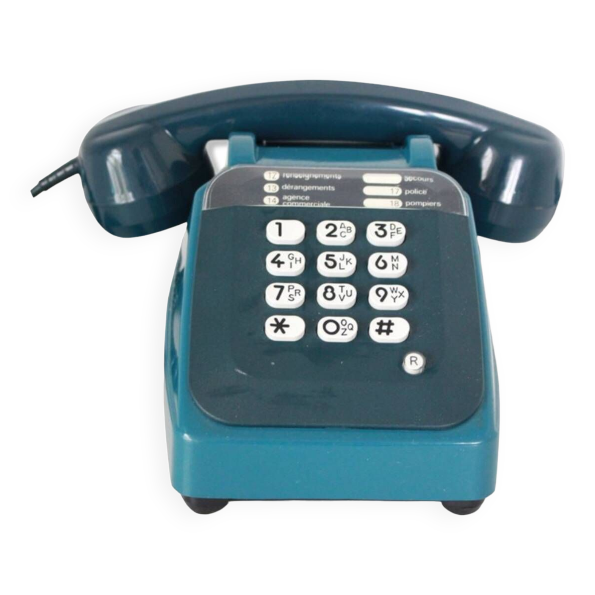 Blue button telephone