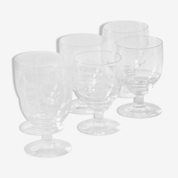 Lot de 6 verres à pied art déco en cristal Val Saint Lambert 1925