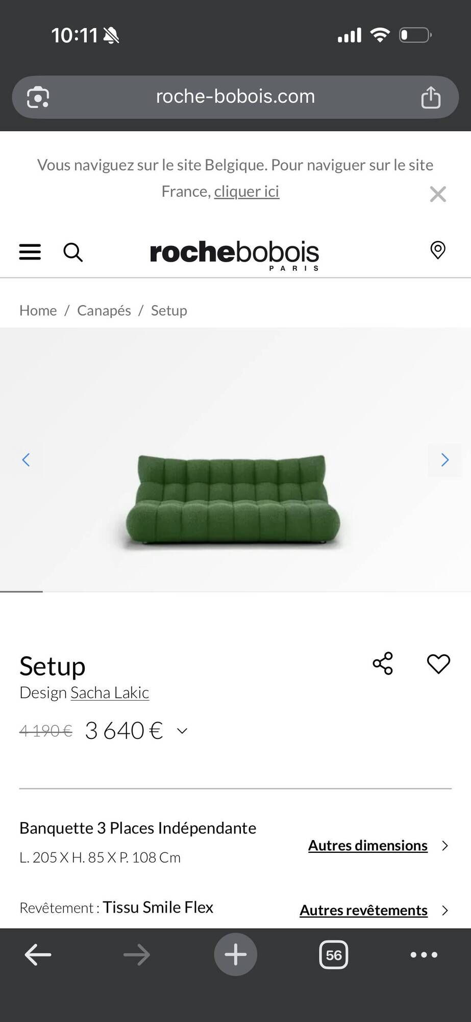Roche Bobois banquette sofa