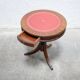 Vintage English pedestal table in wood and leather
