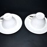 Set of 2 cups molded in opaque Sarreguemines earthenware