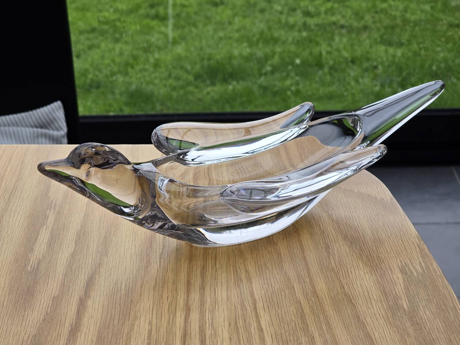 Plate, swallow bird ashtray in French glass from Vanne 1960.