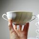 5 cups with two handles, Limoges porcelain Bernardaud "Palm"