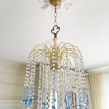 Suspension style Murano en cristal de Bohême et pampilles bleues