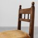 19th Century Spanish Hand-Carved oak Side Chair with Velour Seat