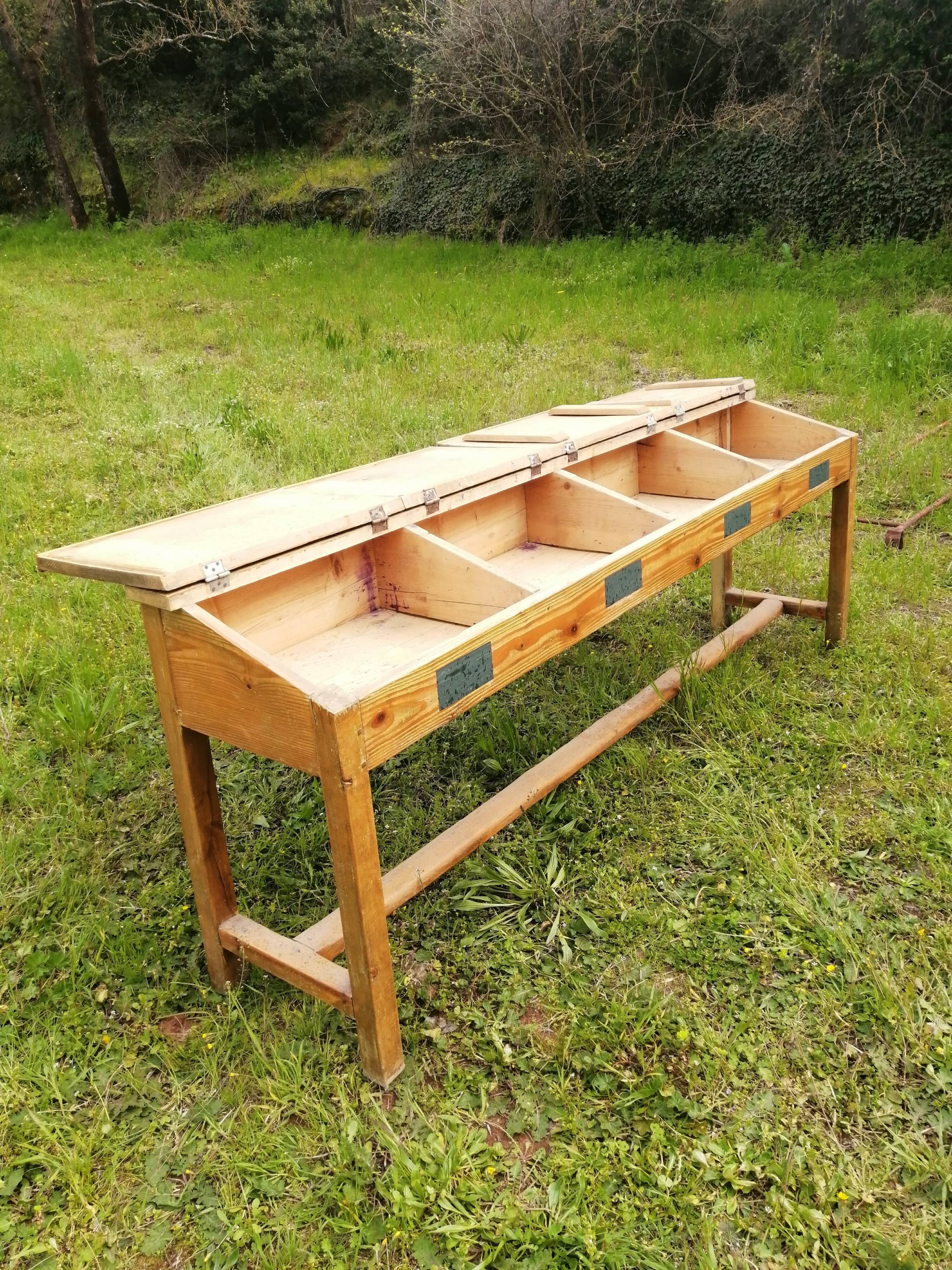 Old school desk for 4 people - Workshop furniture