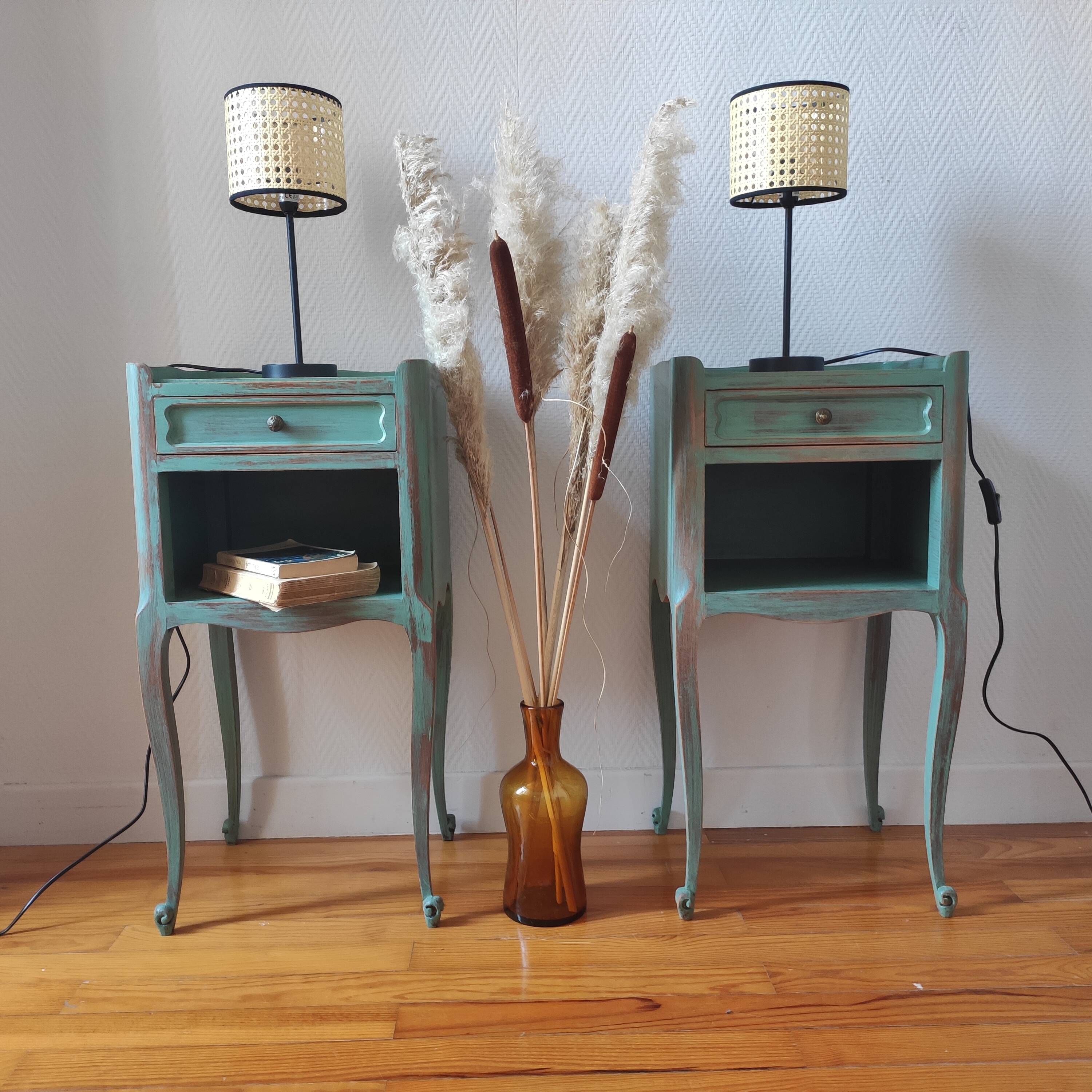 Pair of patinated bedside tables