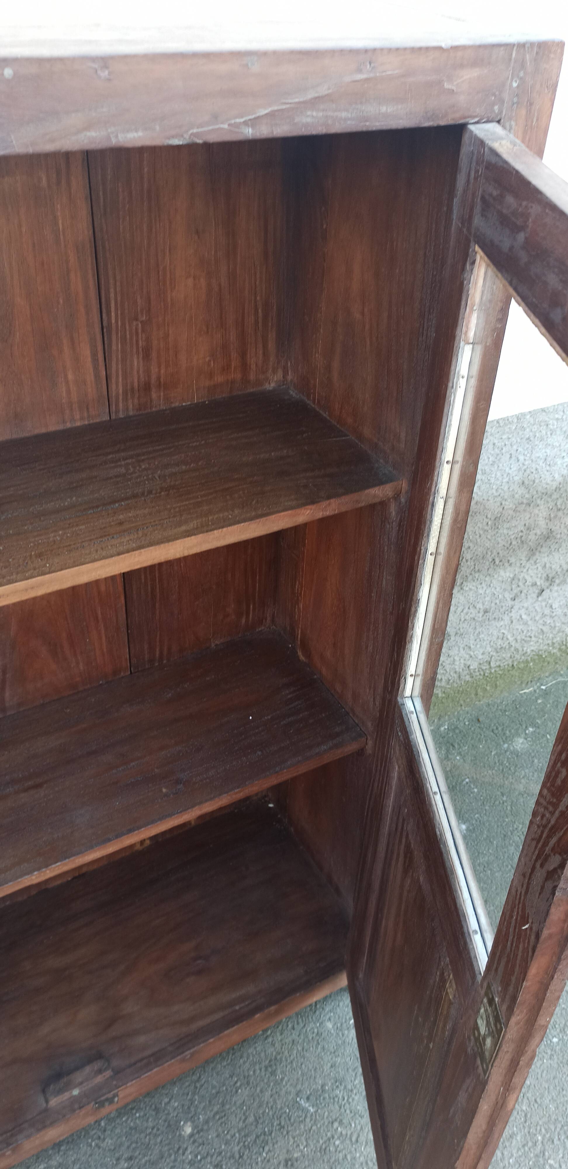 Old wooden glass cabinet