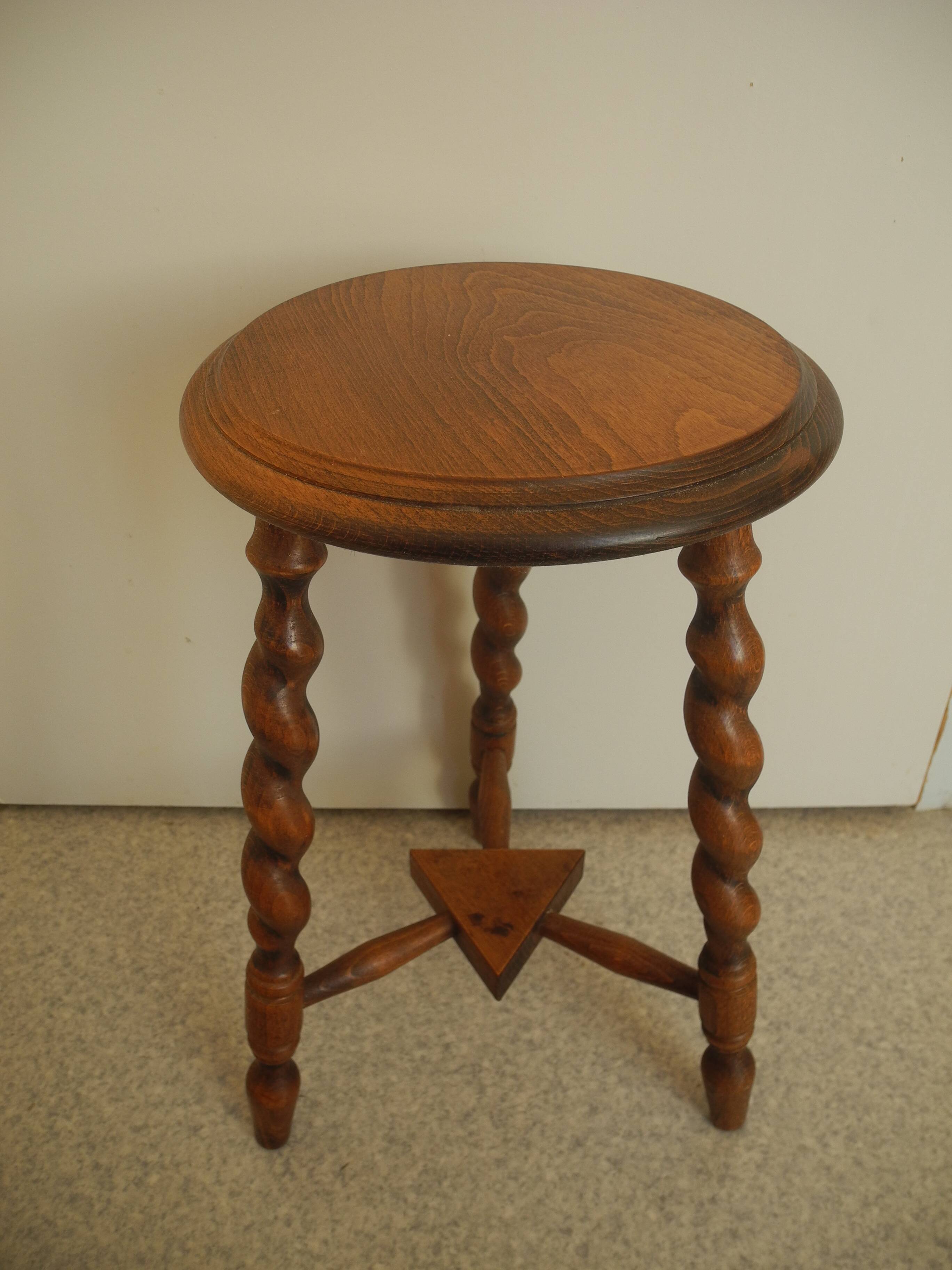 vintage wooden turned stool brutalist decor