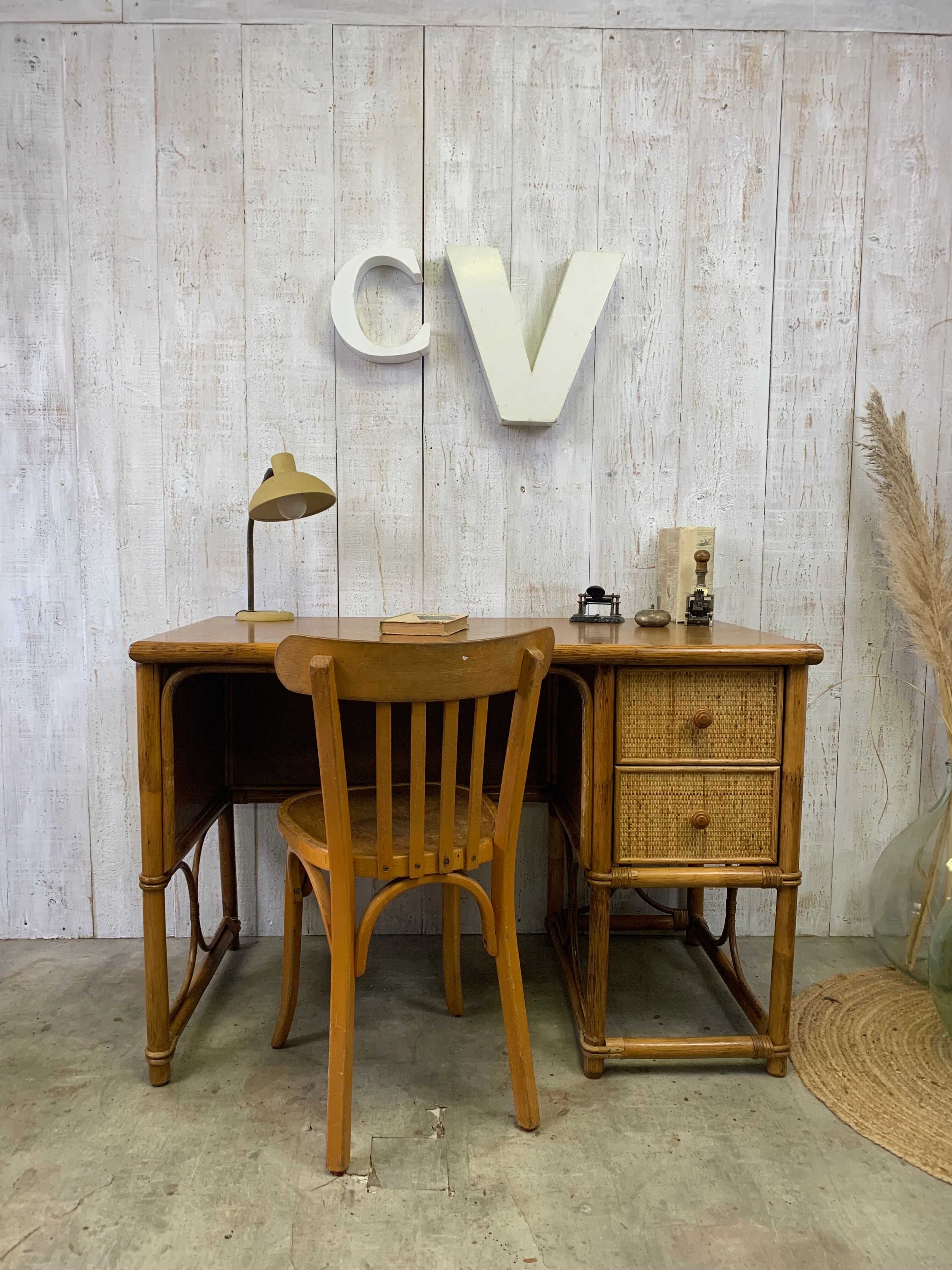 Vintage rattan desk