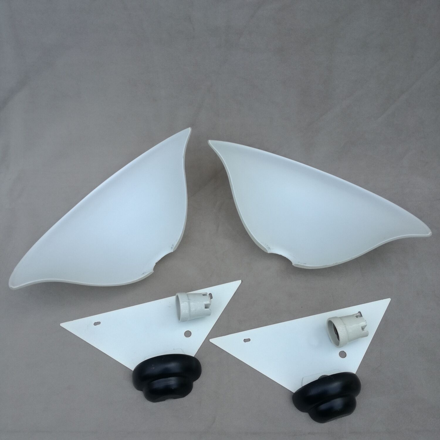 2 opal glass half bell sconces