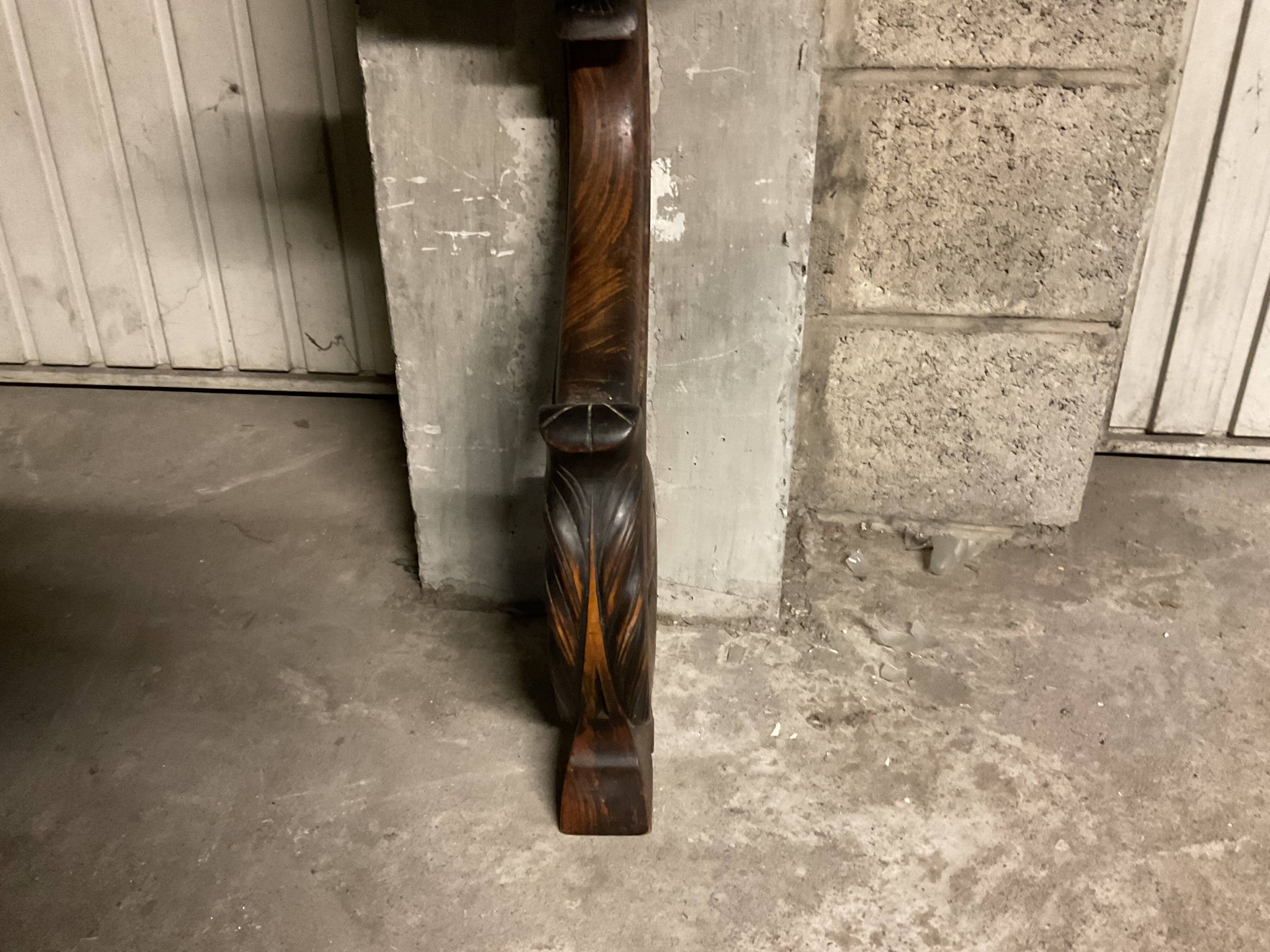 Pair of solid walnut wall consoles Napoleon III 19th century