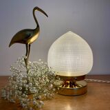 Lampe à poser globe vintage en verre holophane
