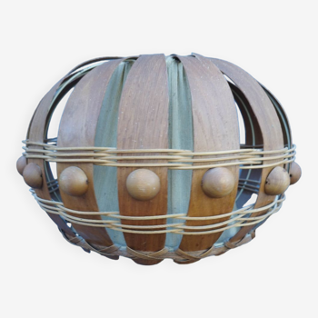Scandinavian suspension lampshade wood ball fabric