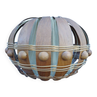 Scandinavian suspension lampshade wood ball fabric
