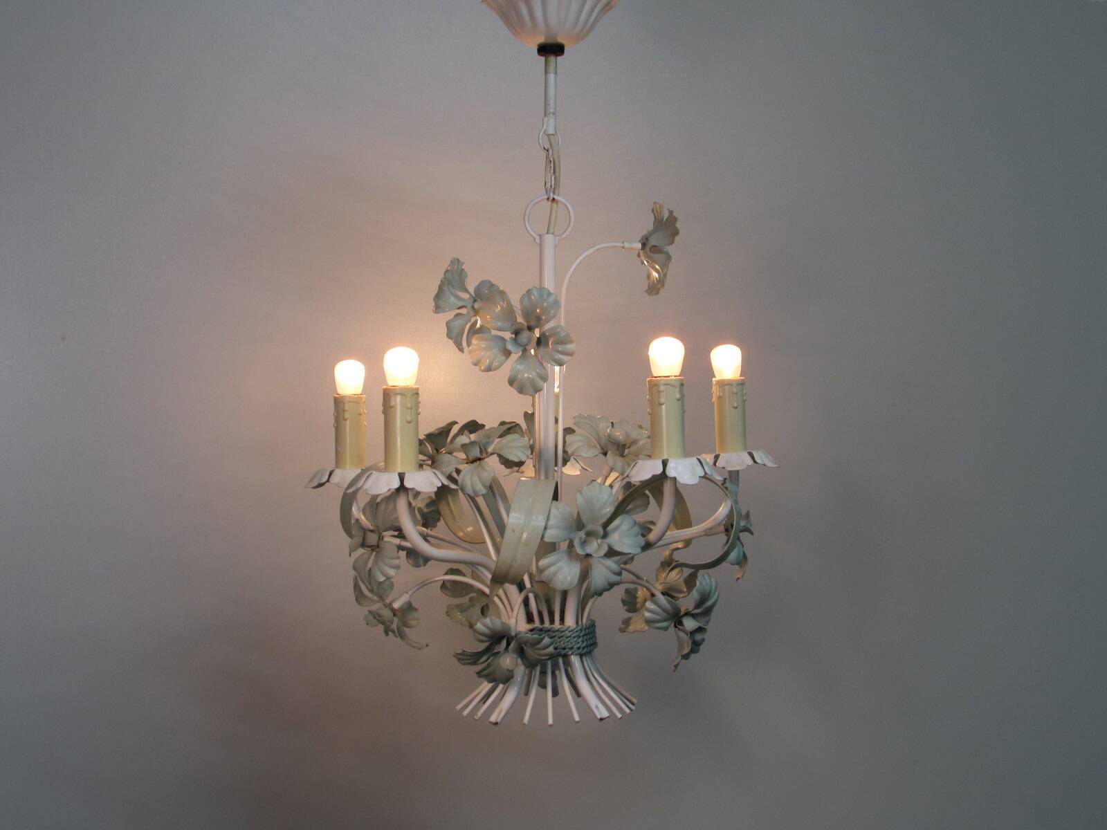 Metal chandelier. Antique. 5 arms.