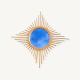 Vintage rattan sun mirror circa 1970