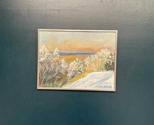 Original Swedish Oil on Panel – “Winter Landscape” by Sune Randolfs Vintage