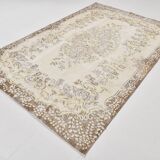 6x9 Vintage Ivory & Pastel Yellow Handmade Wool Persian Area Rug,169x259 Cm