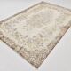 Tapis persan vintage ivoire et jaune pastel, fait main en laine, 169 x 259 cm