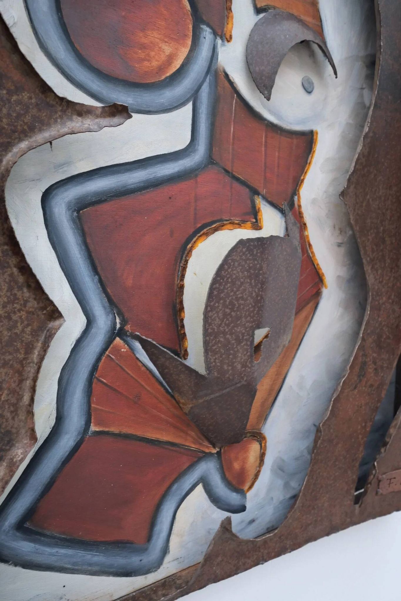 Painting and wall sculpture "Indian Jim" by F. Billion