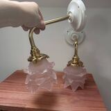 Pair of tulip flower wall lights