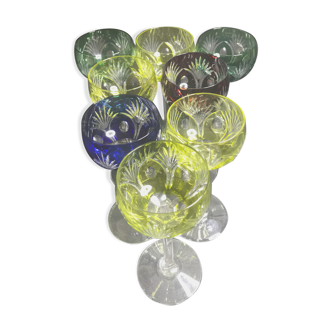 Colored crystal wine glasses, Roemer