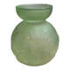 Small Art Deco round vase in moulded green pressed glass – relief decoration