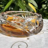 Magnificent Vintage Bohemian Ashtray in Cut Crystal of Yellow Orange