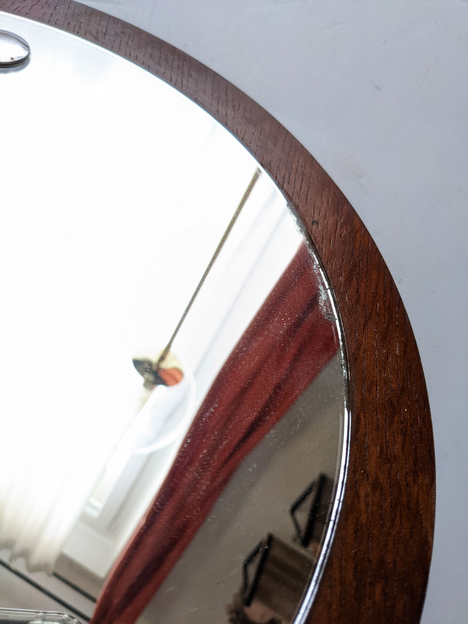 Round wooden mirror