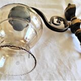 Wall lamp with vintage smoked engraved globe