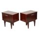 Pair of Vintage Bedside Tables Veneer Wooden Night Tables