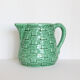 Ceramic pitcher Digoin Sarreguemines green basket braided round model