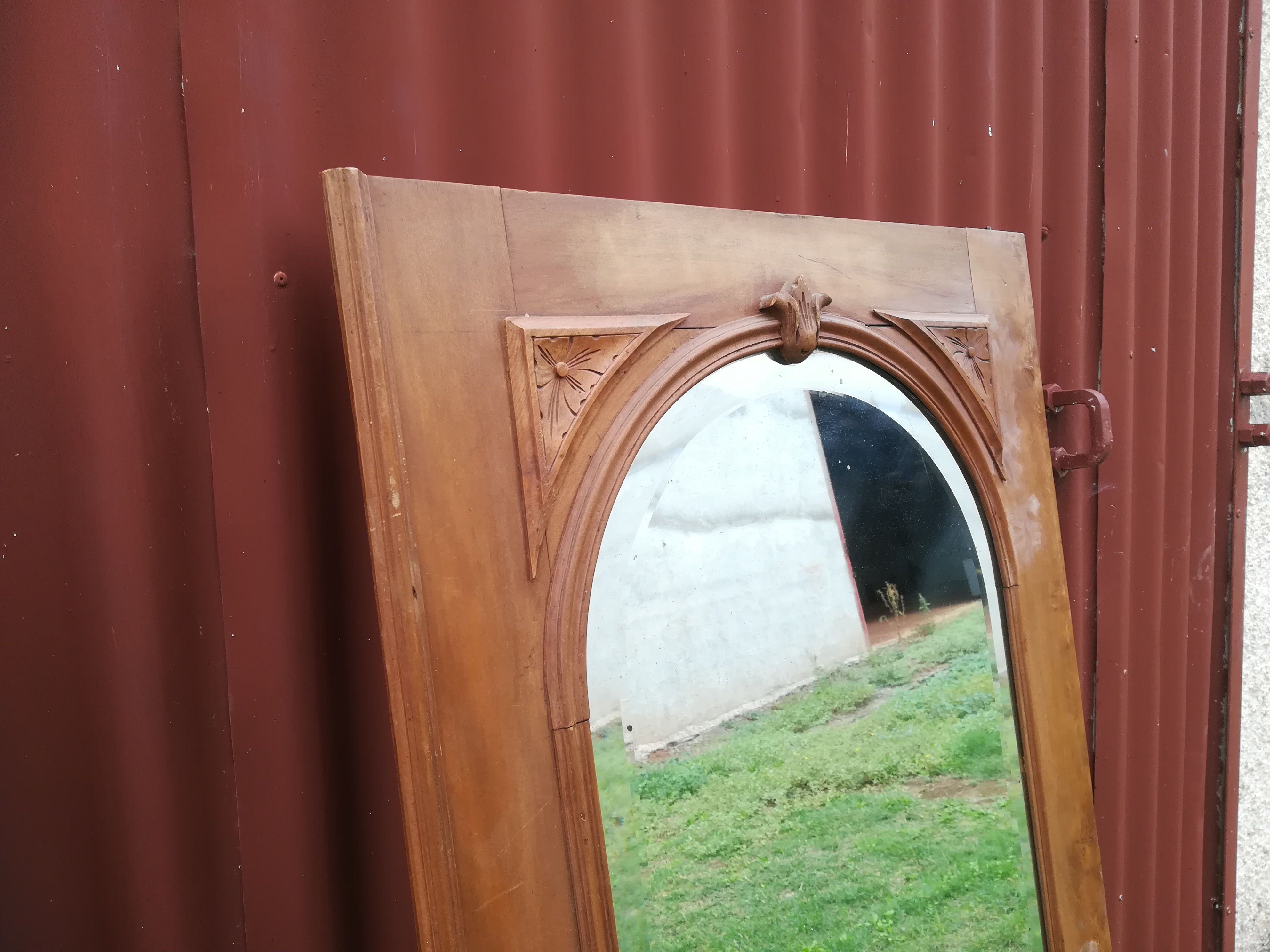 Duo of art deco mirrors on old 70x160 cm cabinet doors