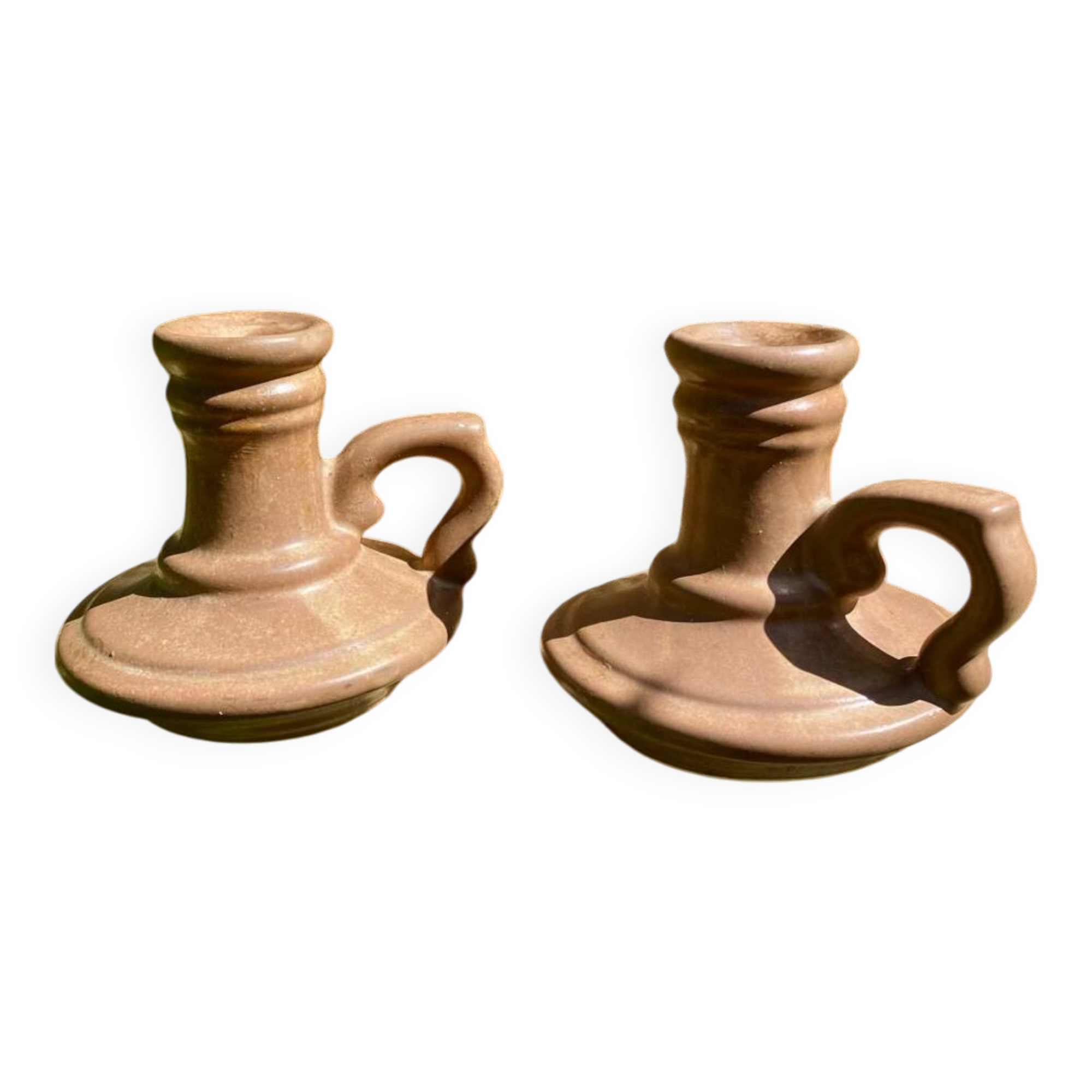 Vintage stoneware candle holders