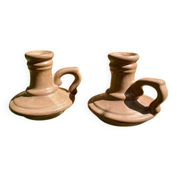 Bougeoirs en grès vintage