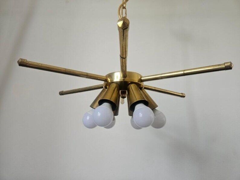 Rare Midcentury Brass Chandelier, 1970s