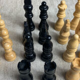 Carved wooden chess set