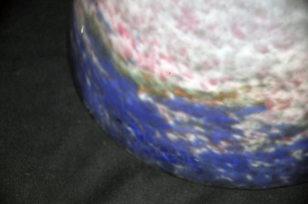 Lamp circa 1925, lampshade signed Muller Frères, wrought iron base