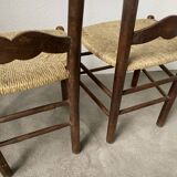 Pair of rustic oak straw chairs