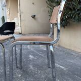 Pair of vintage velvet patterned chairs/steel from the 70s.