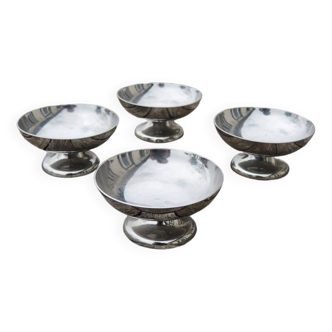 4 Antique Stainless Steel Ice Cream Cups