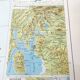 Vintage map of Great Britain and Ireland 43x43cm from 1950.