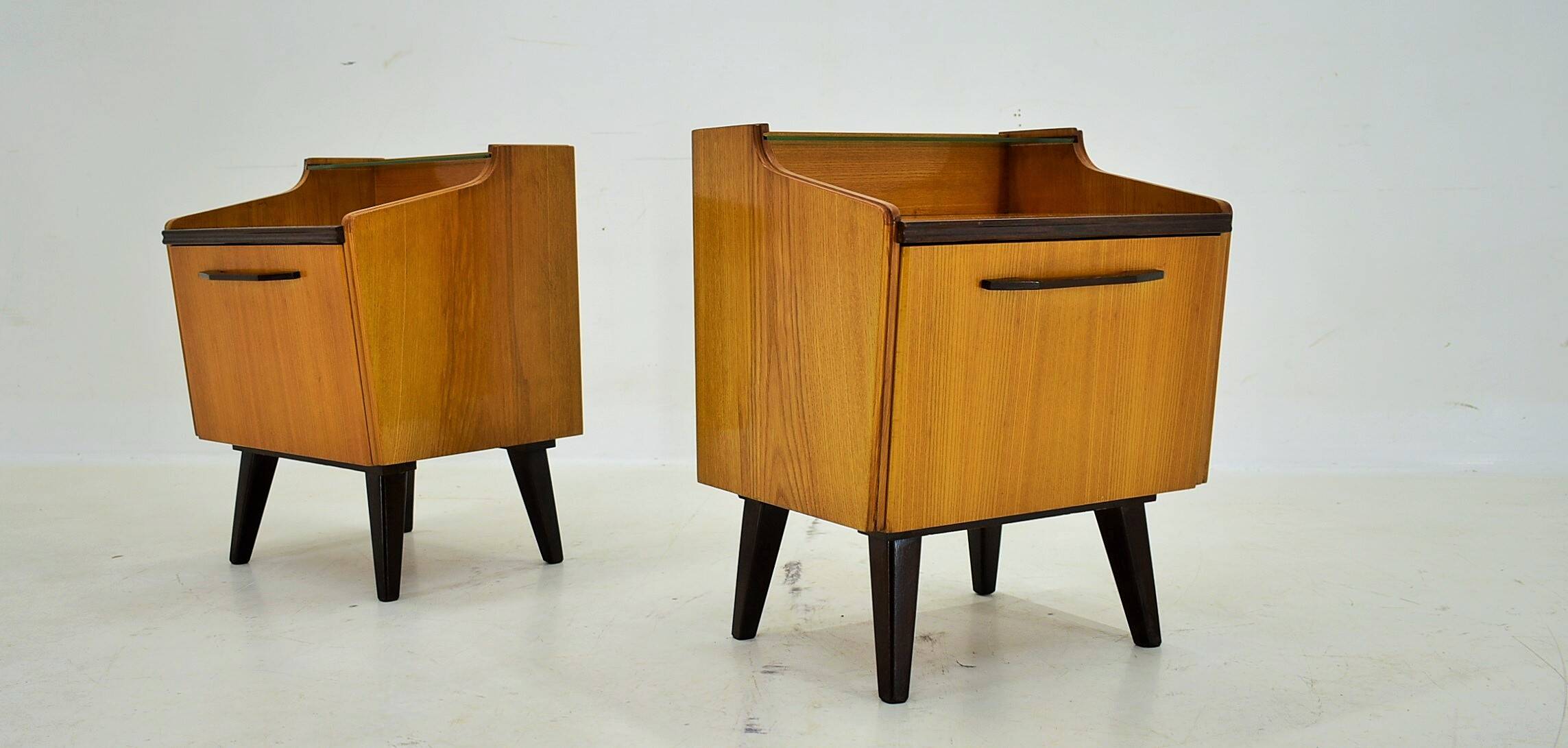 1960s pair of midcentury bedside tables by Mojmir Požár, Czechoslovakia