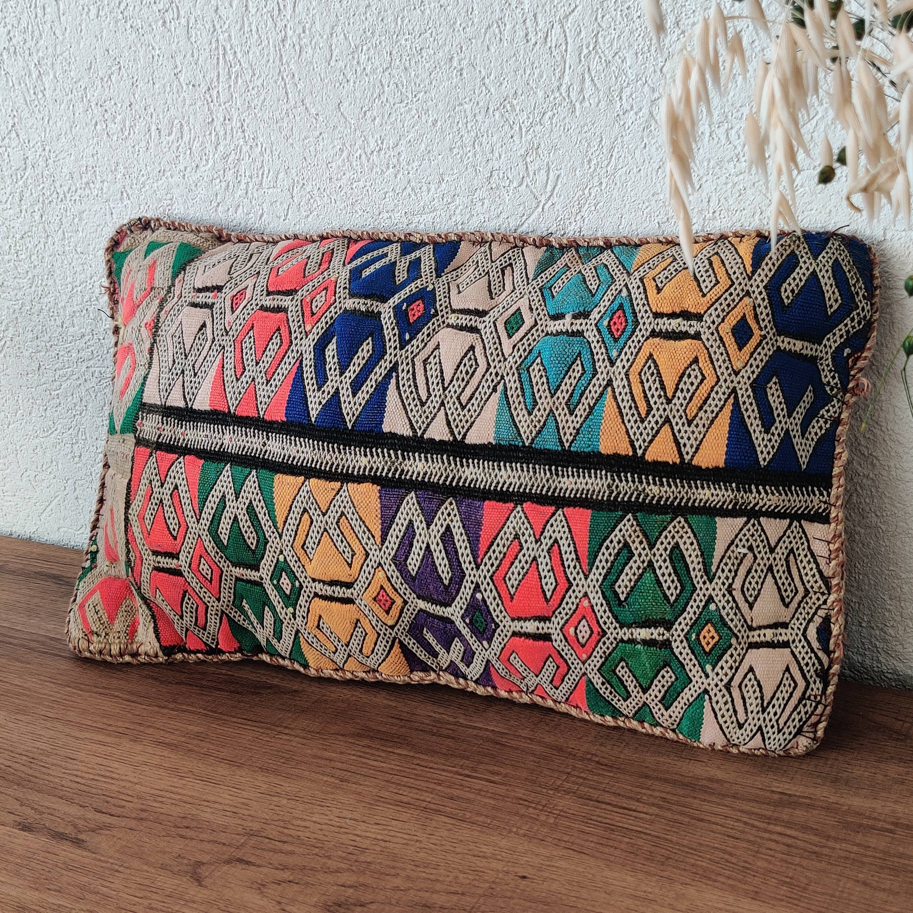 Vintage coloured Moroccan Kilim cushion