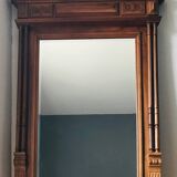 Oak overmantel mirror and beveled mirror