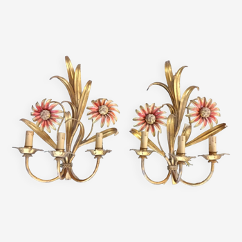 Exotic flower golden iron appliques