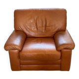 Fauteuil chauffeuse cuir années 80